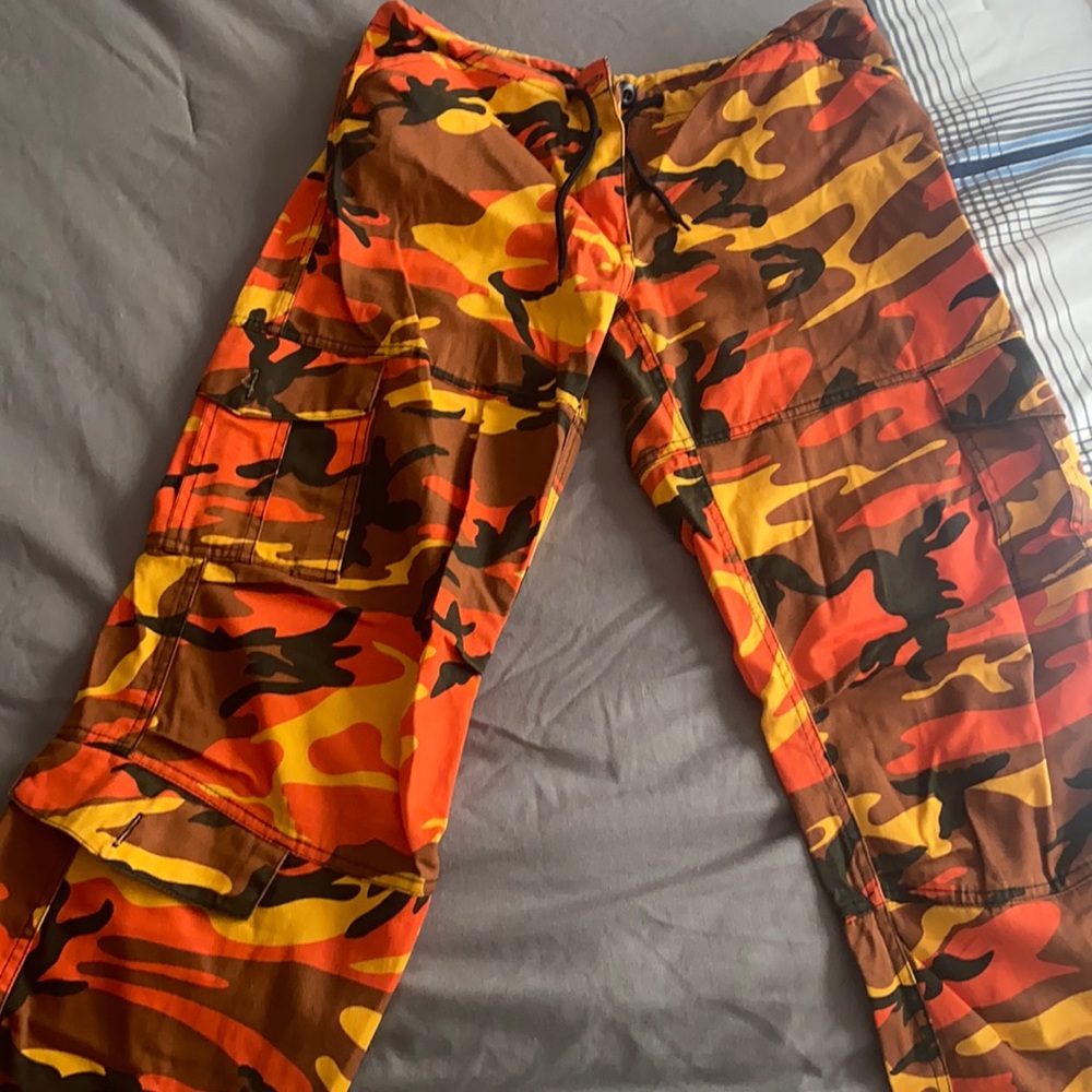 ROTHCO orange camo cargo pants, size xxs (they are cut bigger than most pants)